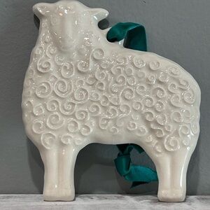 Vintage White Ceramic Sheep Ornament by Hill Design